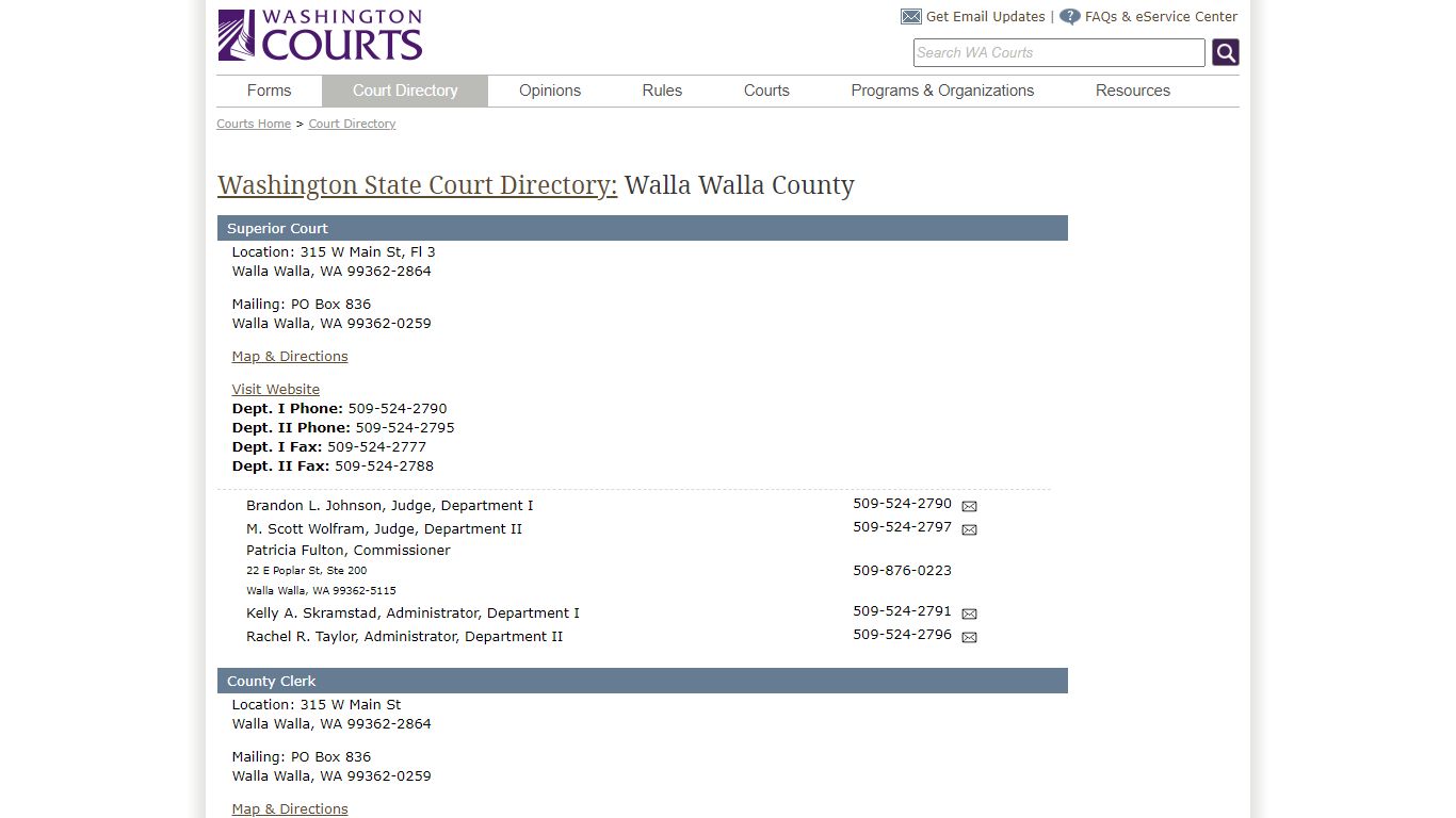 Washington State Courts - Court Directory